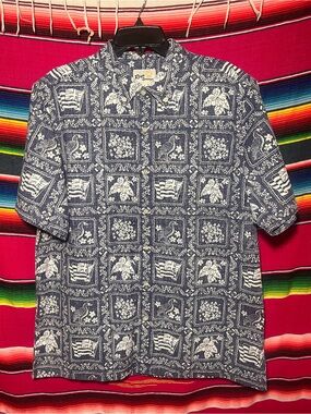 Reyn Spooner Lahaina Sailor Limited Reissue Archival Design Navy/White Size L